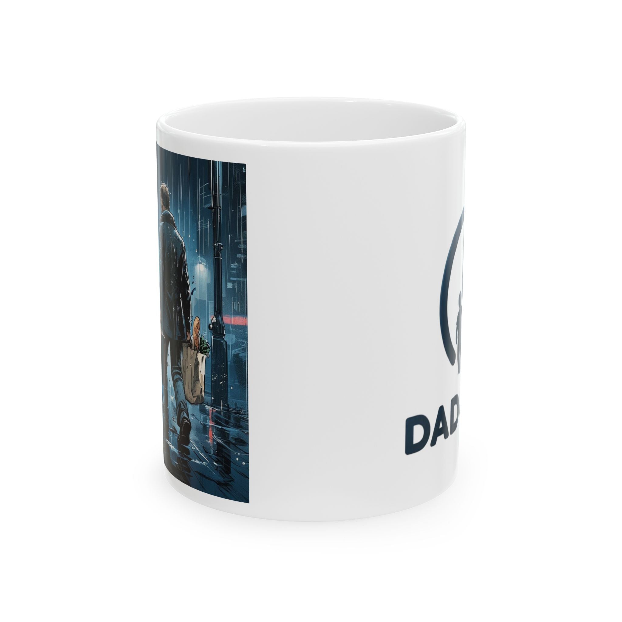 Dad4Life Ceramic Mug — Futuristic Cityscape & 'Dad Life' Graphic, 11oz/15oz