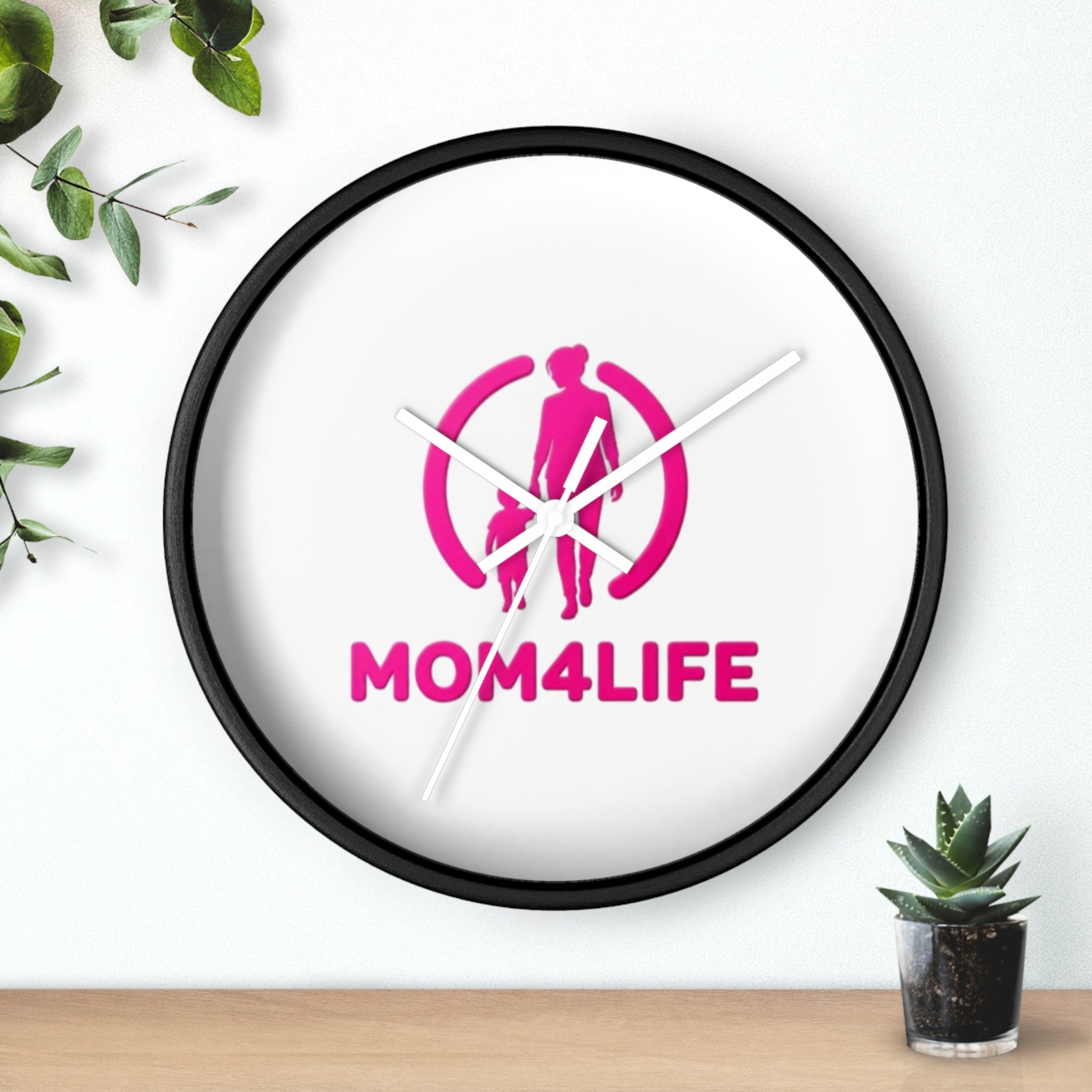 Mom4Life Wall Clock – Pink Mom & Kids Decorative Clock, Mother’s Day Gift