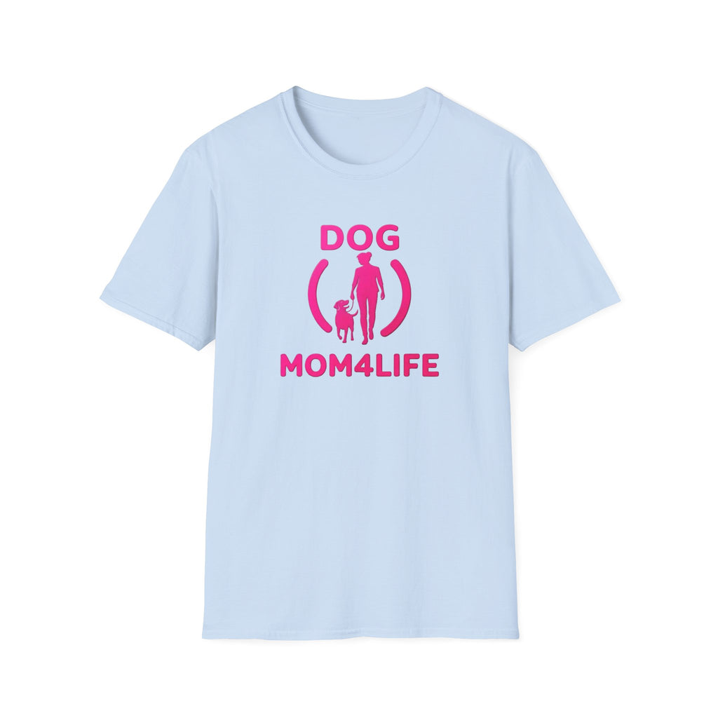 Dog Mom 4 Life T-Shirt — Pink Silhouette Pet Lover Tee