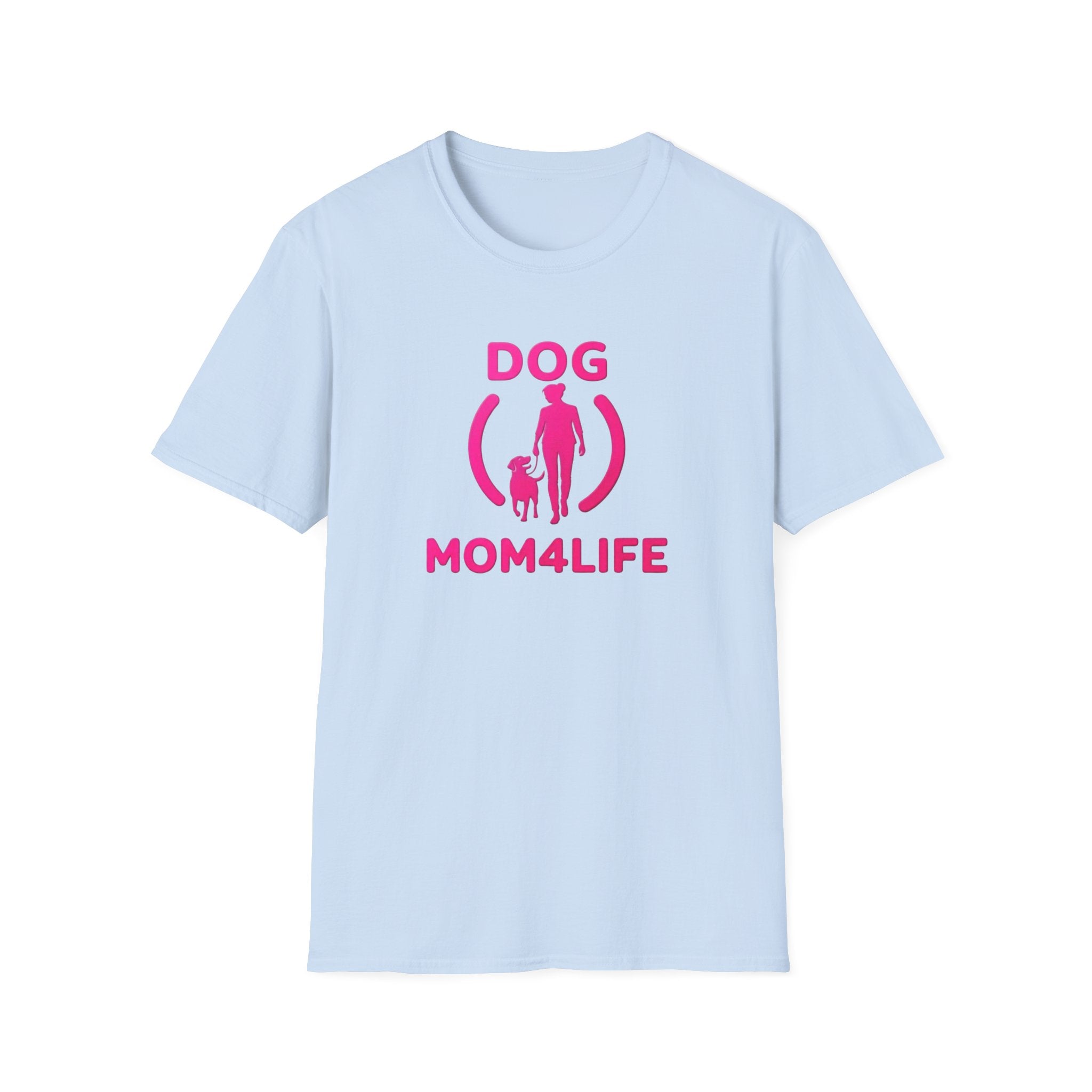 Dog Mom 4 Life T-Shirt — Pink Silhouette Pet Lover Tee