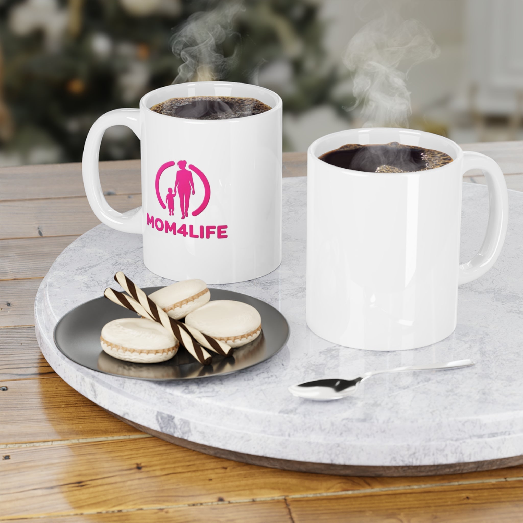 Mom4Life Ceramic Mug — Mom and Child Silhouette Coffee Cup (11/15/20oz)
