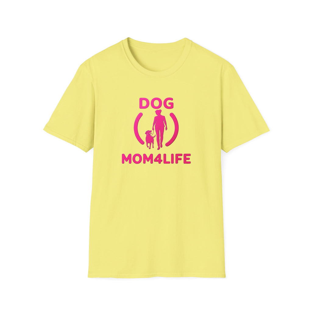 Dog Mom 4 Life T-Shirt — Pink Silhouette Pet Lover Tee