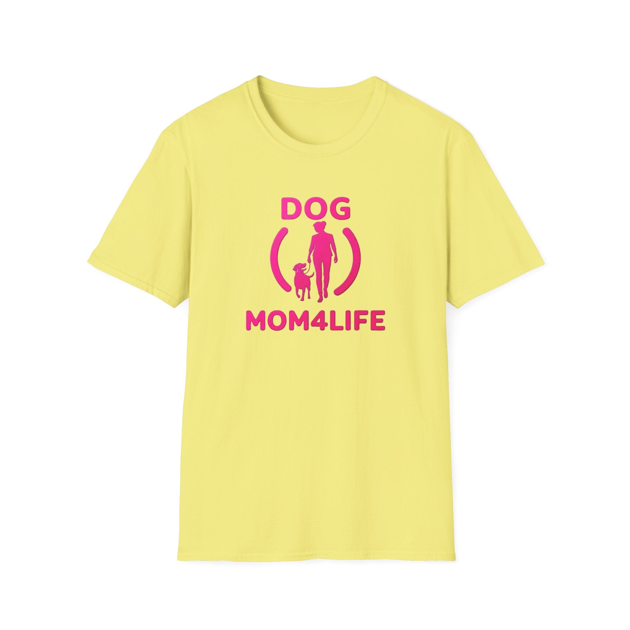 Dog Mom 4 Life T-Shirt — Pink Silhouette Pet Lover Tee