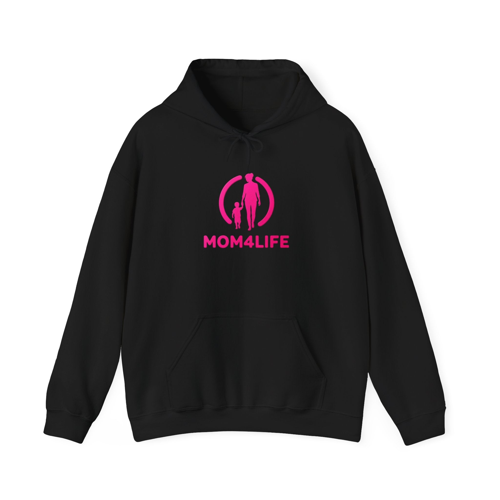 Mom4Life Hoodie — Pink Mom & Child Graphic Pullover, Mother's Day Gift