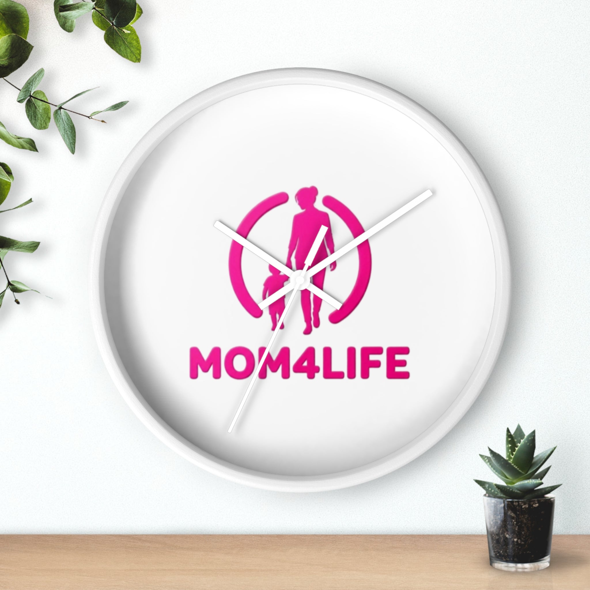 Mom4Life Wall Clock – Pink Mom & Kids Decorative Clock, Mother’s Day Gift