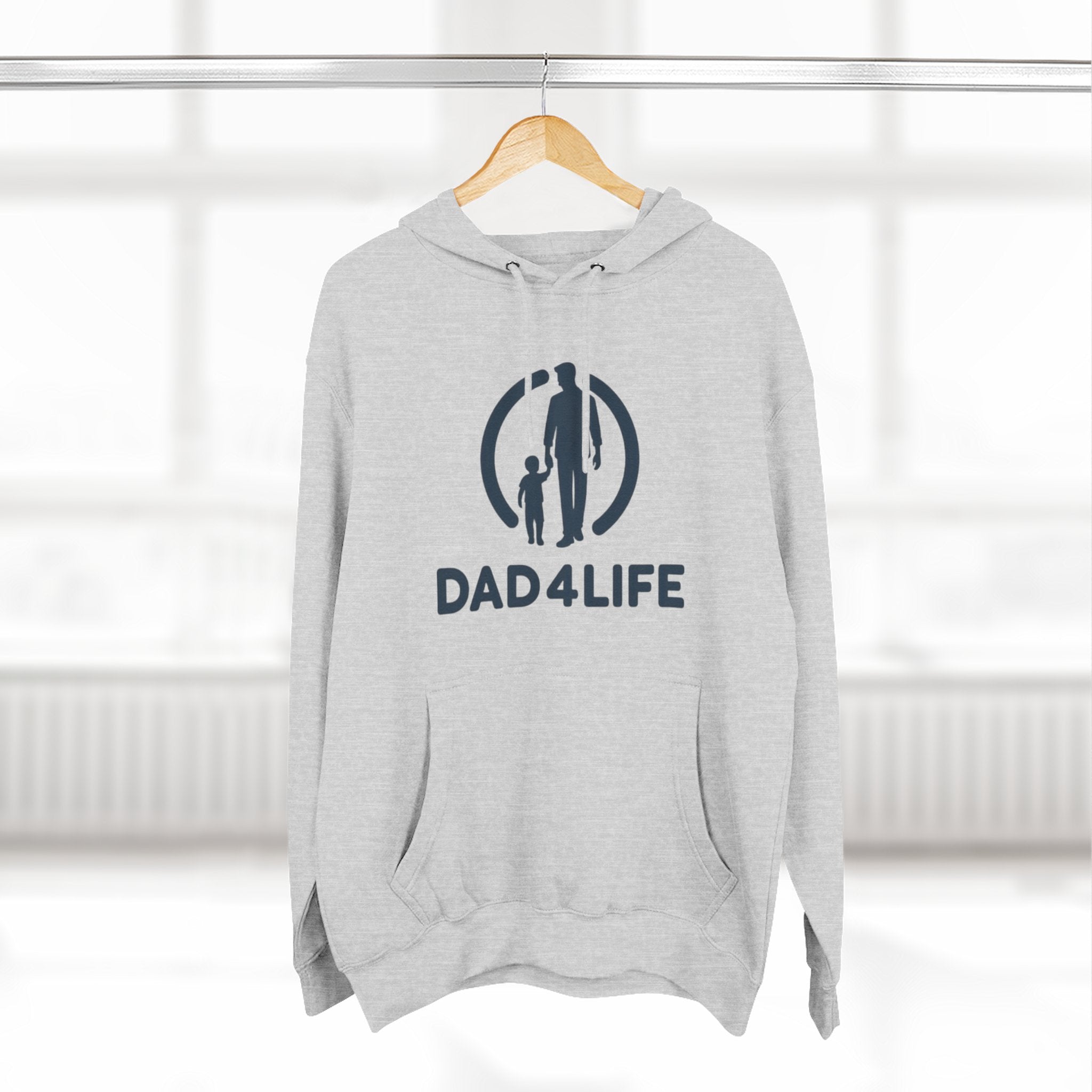 Dad 4 Life Hoodie — Father & Child Silhouette Fleece Pullover