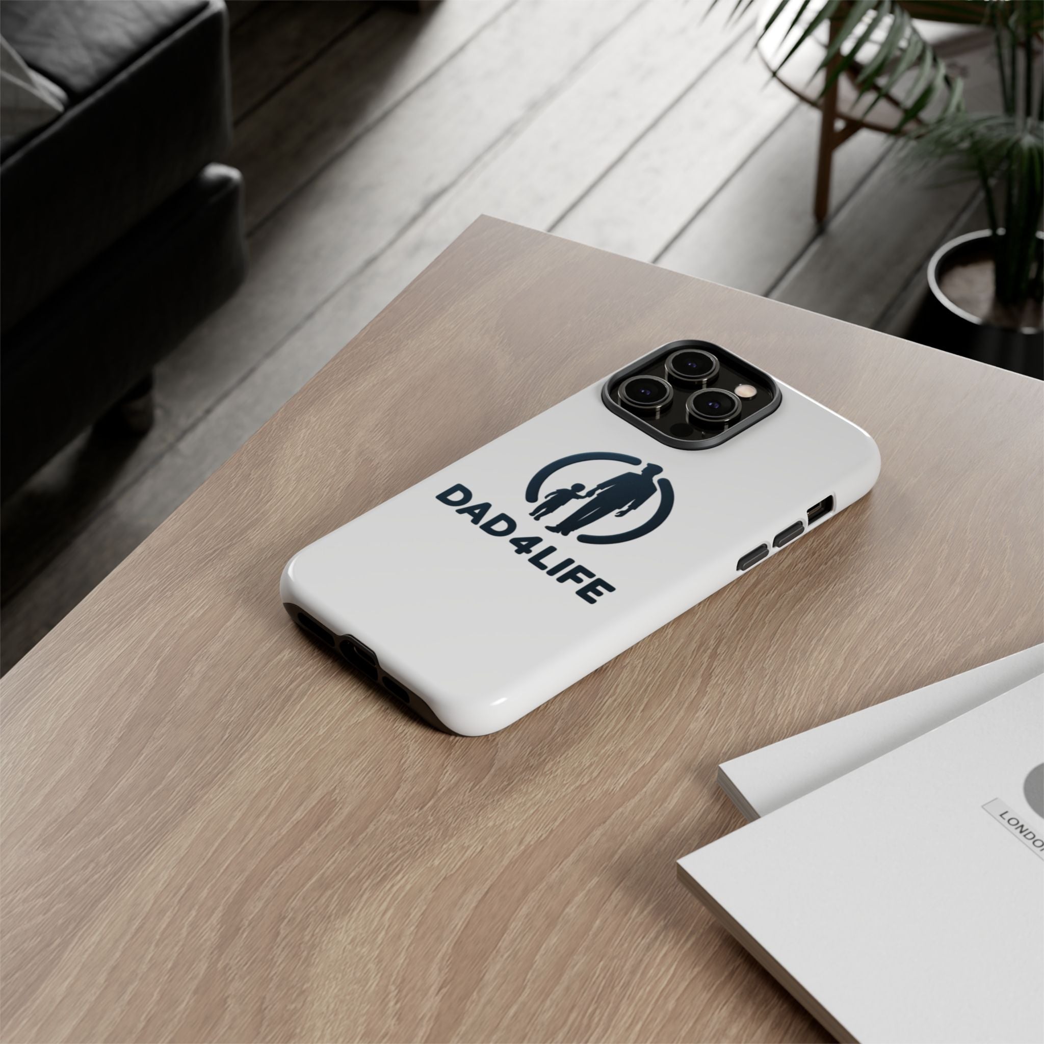 Funda protectora para teléfono Dad4Life — Funda protectora con silueta de padre e hijo