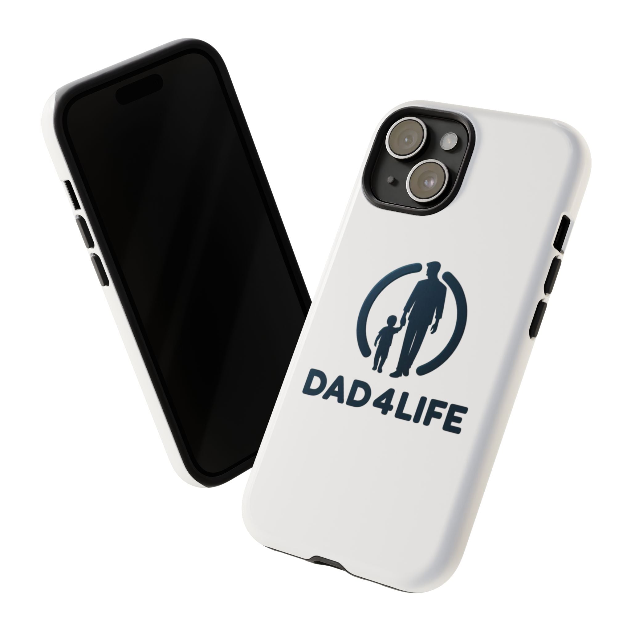 Funda protectora para teléfono Dad4Life — Funda protectora con silueta de padre e hijo