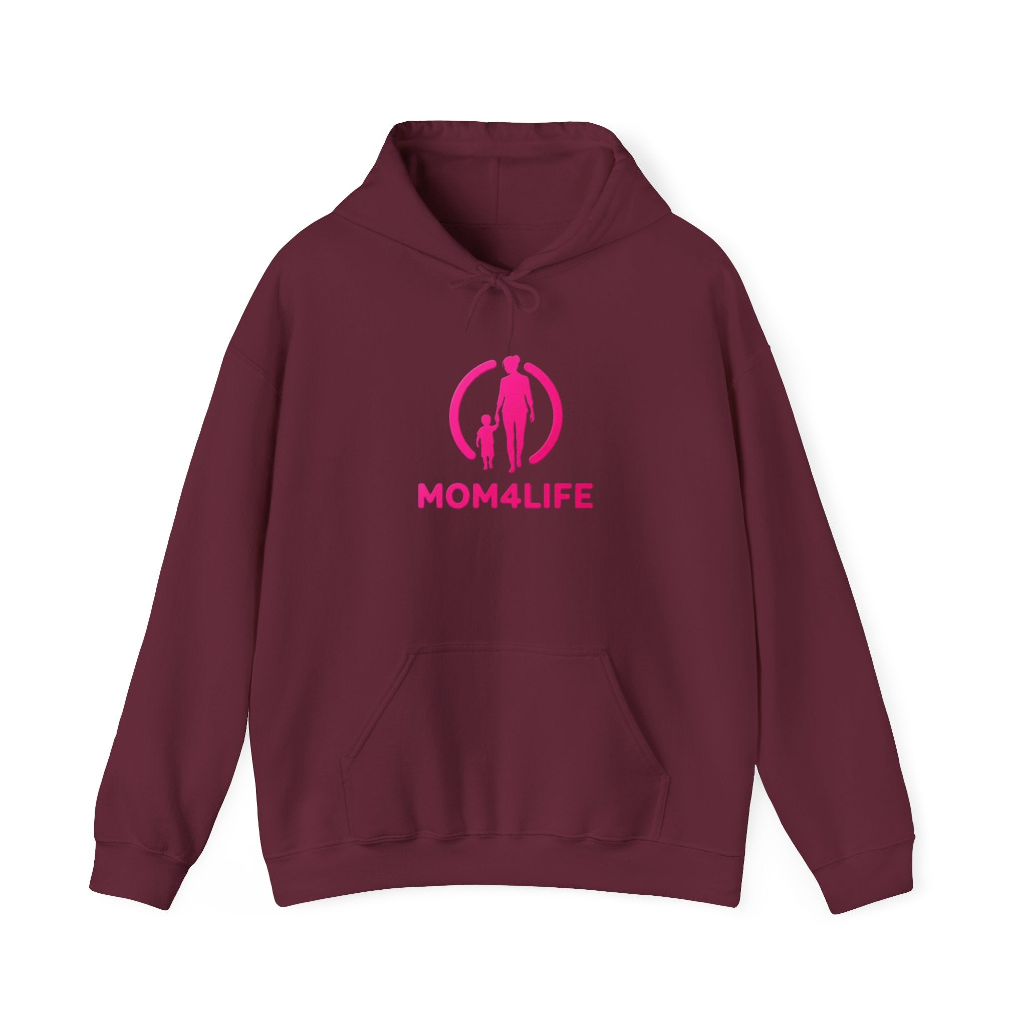 Mom4Life Hoodie — Pink Mom & Child Graphic Pullover, Mother's Day Gift