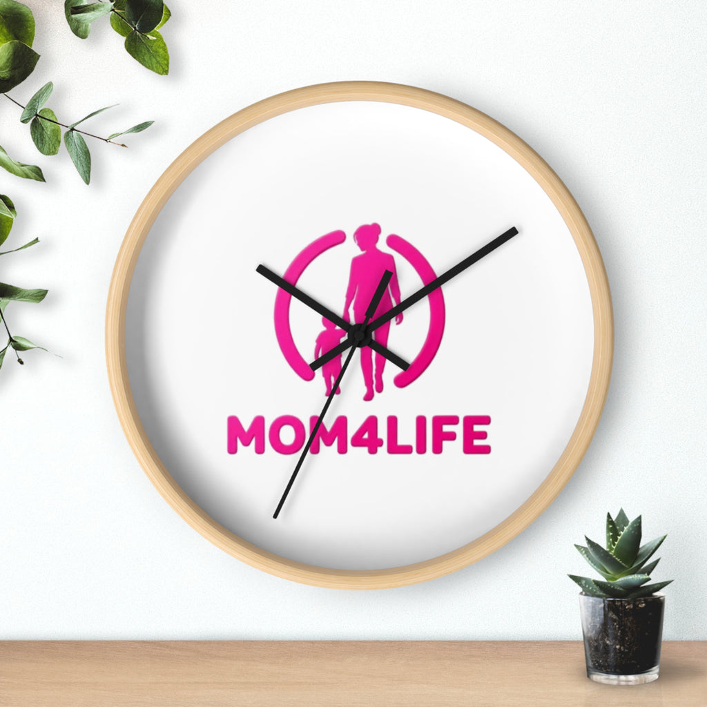 Mom4Life Wall Clock – Pink Mom & Kids Decorative Clock, Mother’s Day Gift