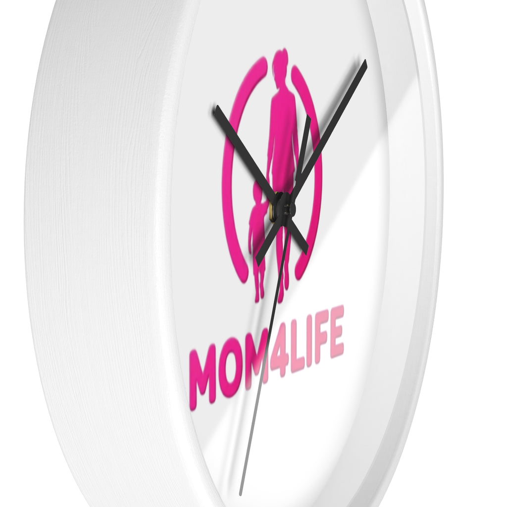Mom4Life Wall Clock – Pink Mom & Kids Decorative Clock, Mother’s Day Gift