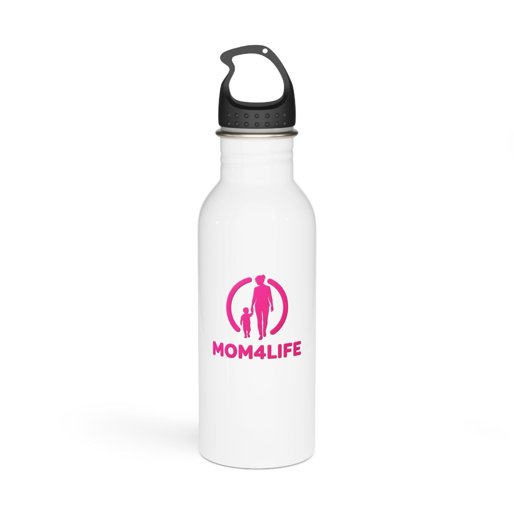 Mom4Life Stainless Steel Water Bottle – Pink Mom & Child Logo, Mother's Day Gift