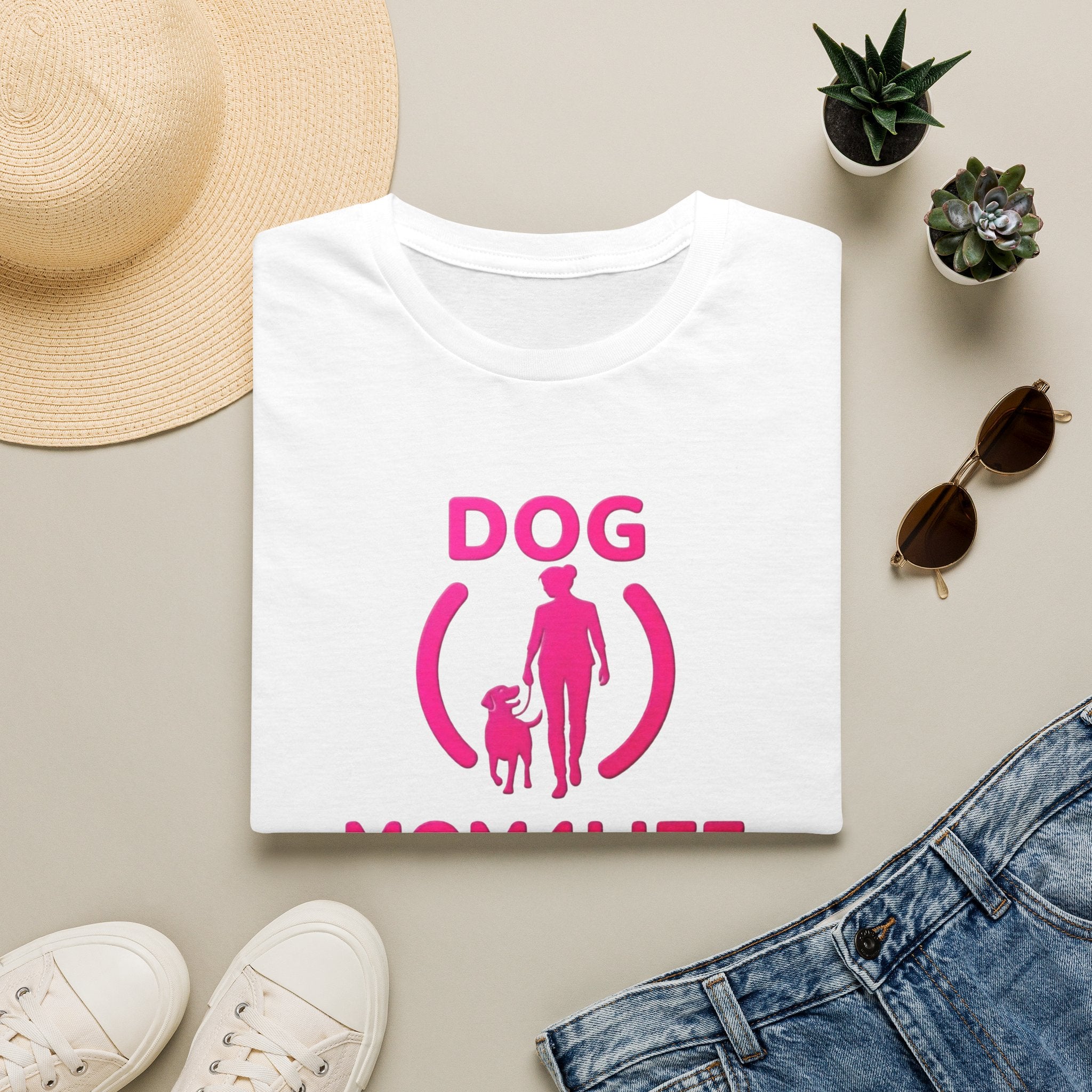 Dog Mom 4 Life T-Shirt — Pink Silhouette Pet Lover Tee