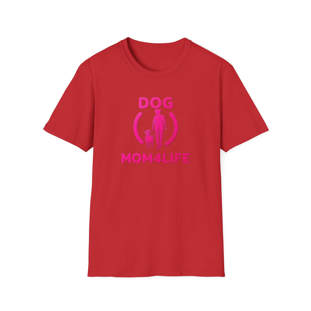 Dog Mom 4 Life T-Shirt — Pink Silhouette Pet Lover Tee