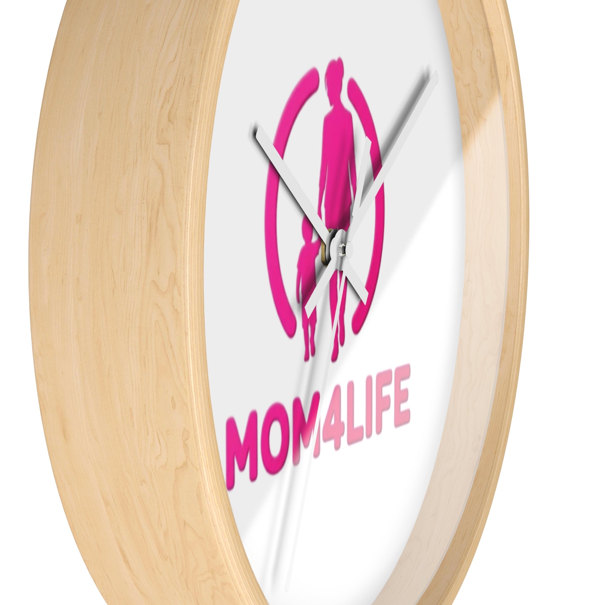 Mom4Life Wall Clock – Pink Mom & Kids Decorative Clock, Mother’s Day Gift