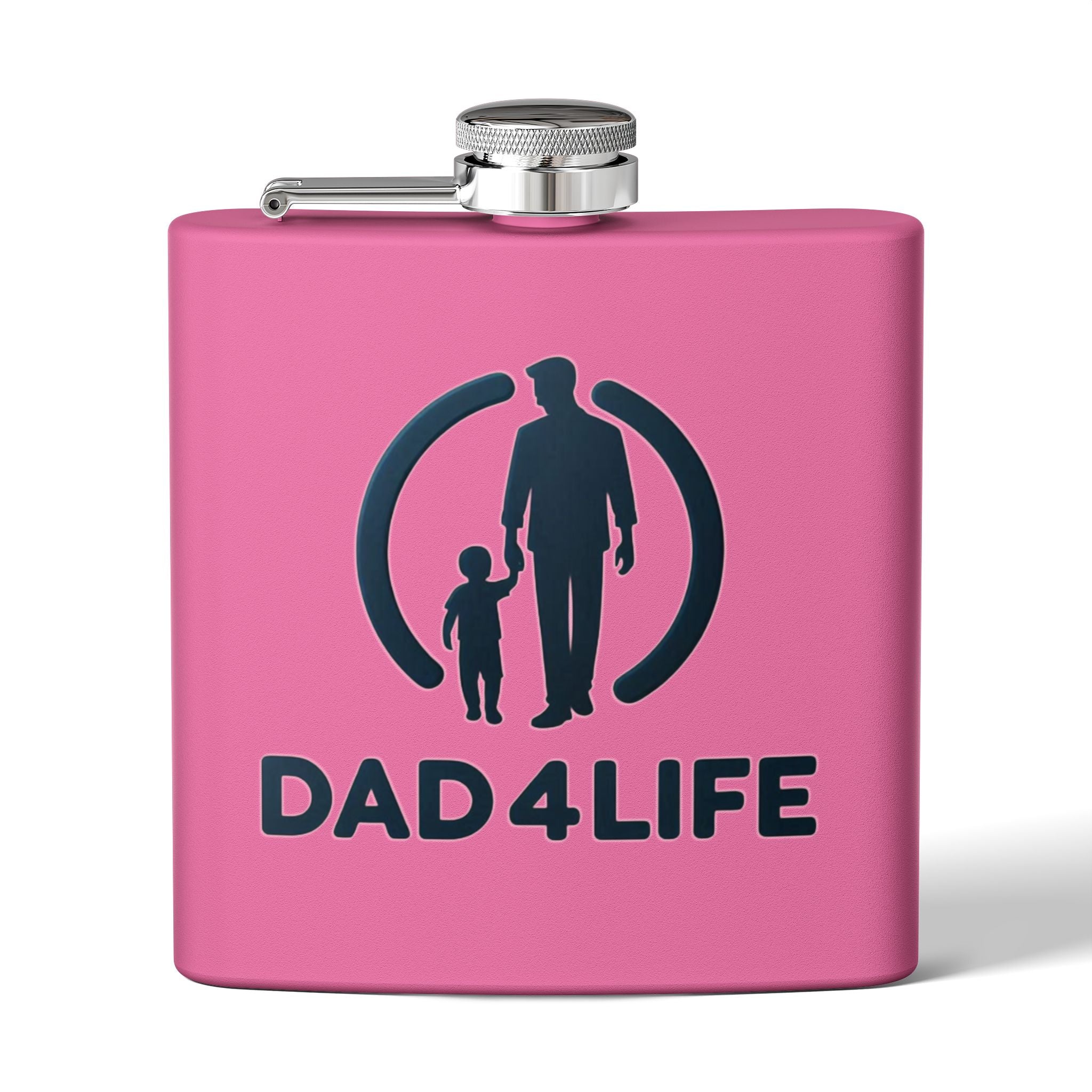 6oz Stainless Steel Flask — "DAD 4 LIFE" Father & Son Graphic, Father's Day Gift