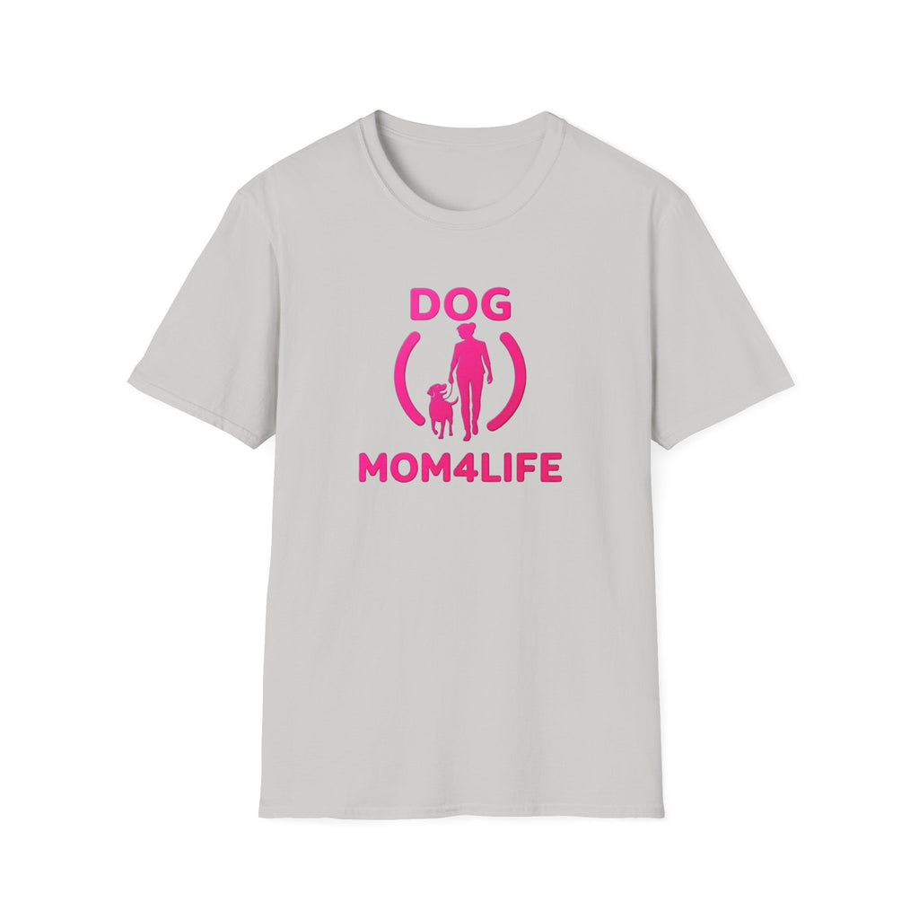 Dog Mom 4 Life T-Shirt — Pink Silhouette Pet Lover Tee