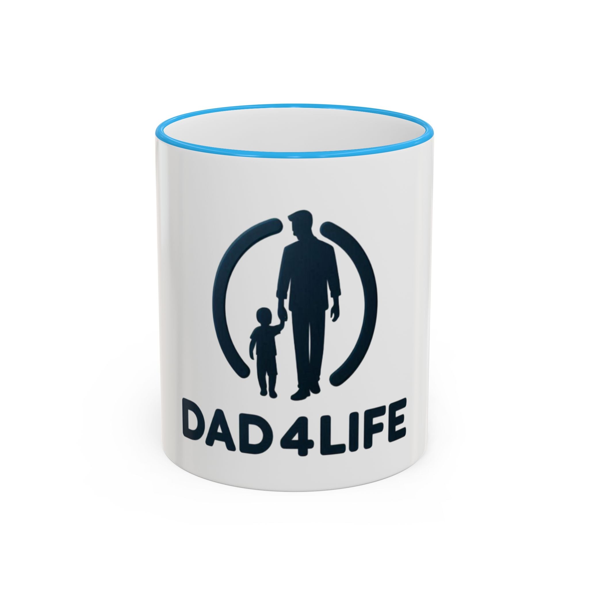 Dad 4 Life Accent Rim Mug — Father & Child Coffee Cup (11oz/15oz)
