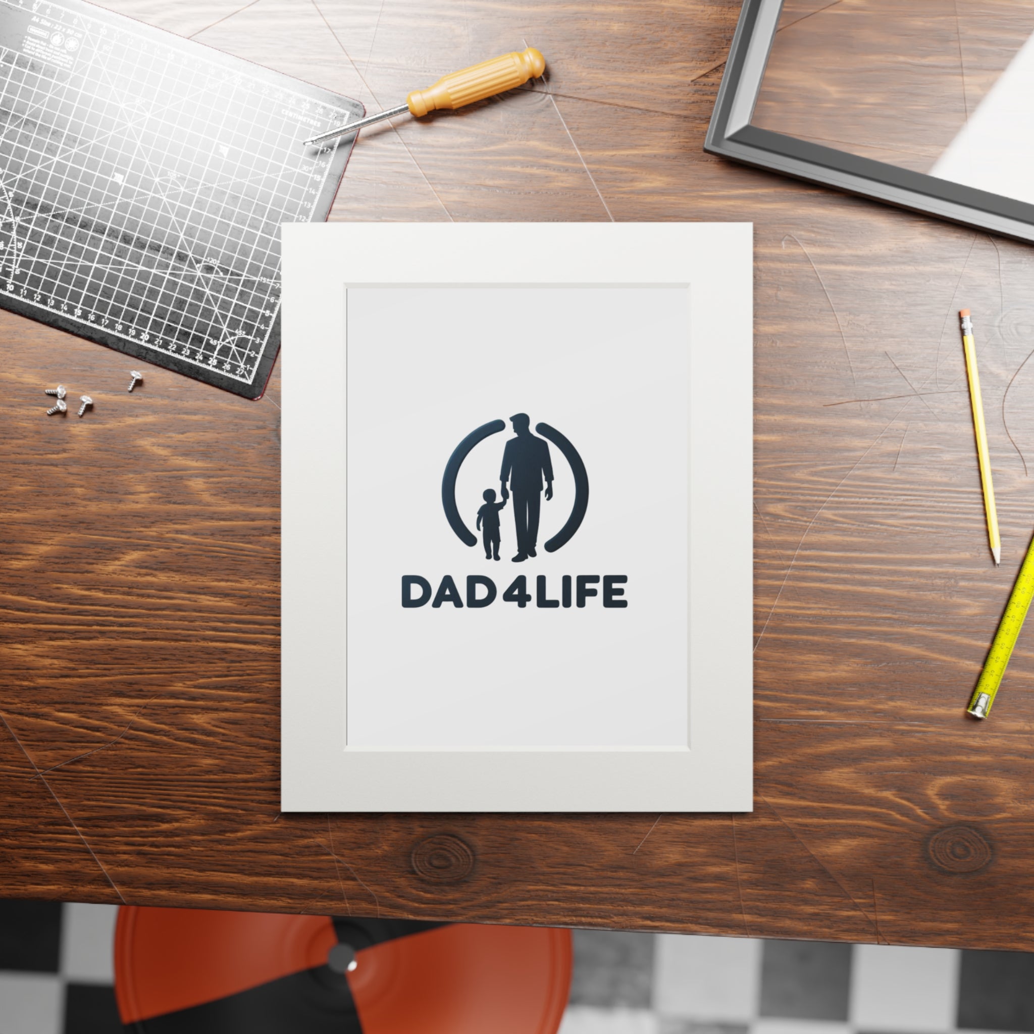 Dad 4 Life Fine Art Print (Passepartout Frame) — Father & Child Wall Art