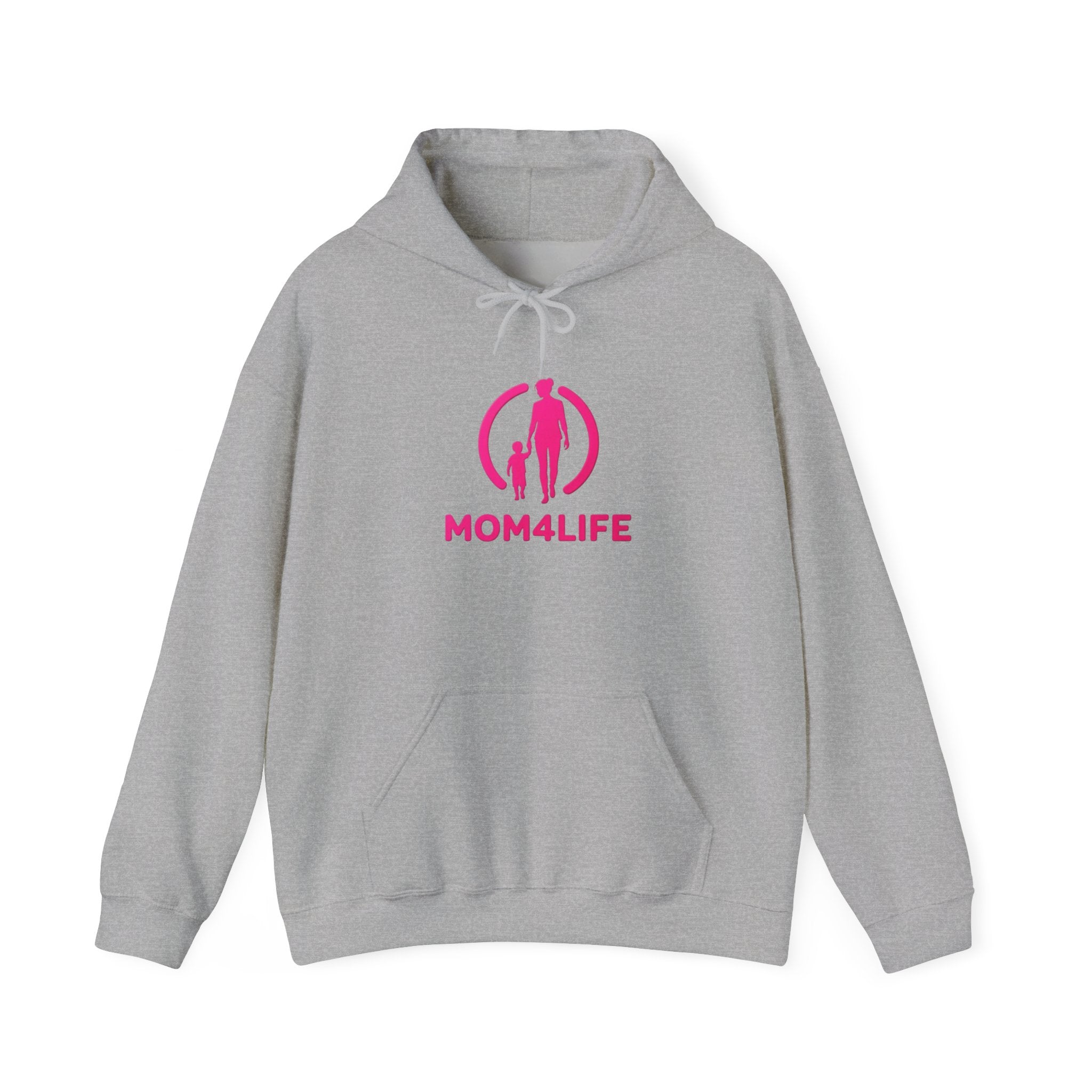 Mom4Life Hoodie — Pink Mom & Child Graphic Pullover, Mother's Day Gift