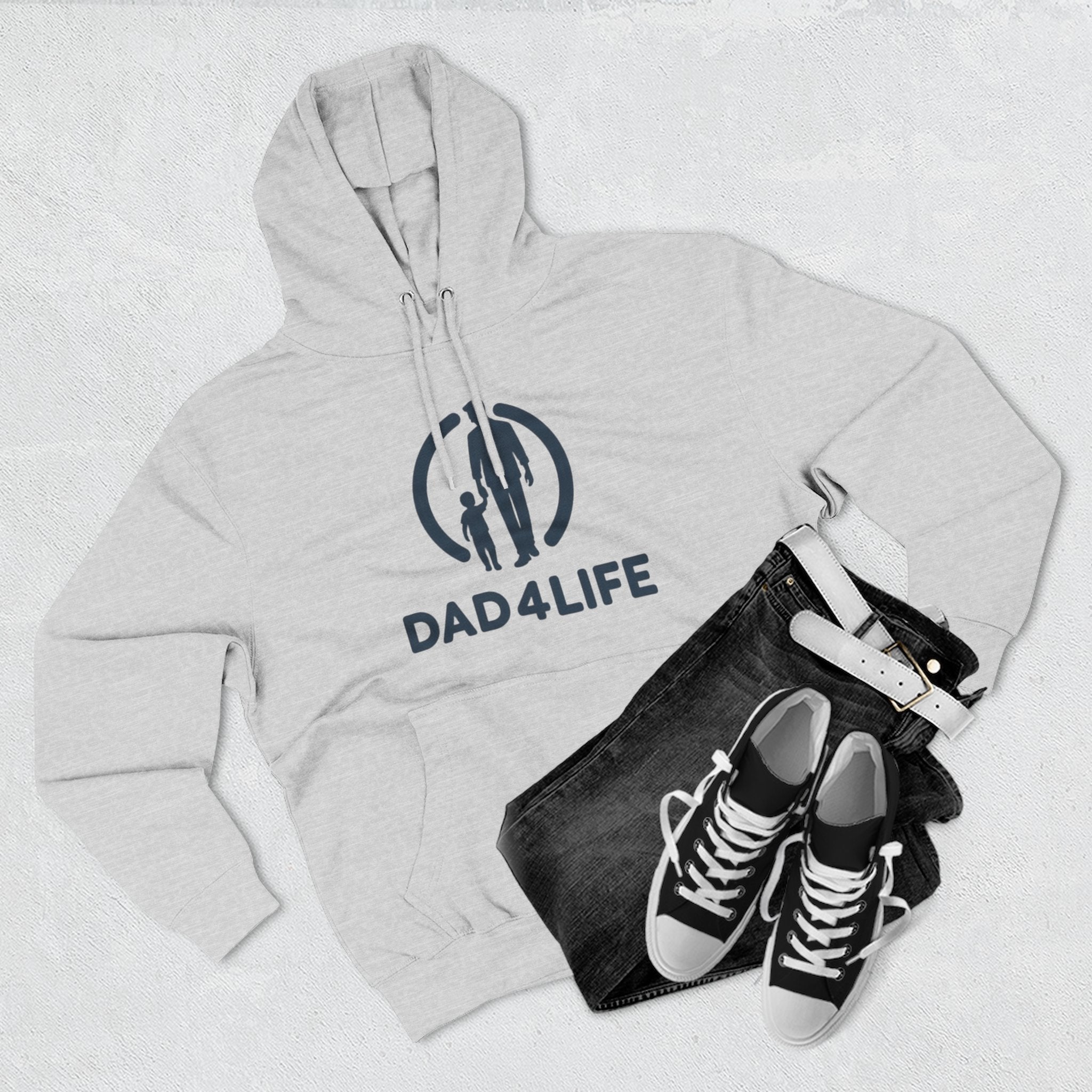 Dad 4 Life Hoodie — Father & Child Silhouette Fleece Pullover