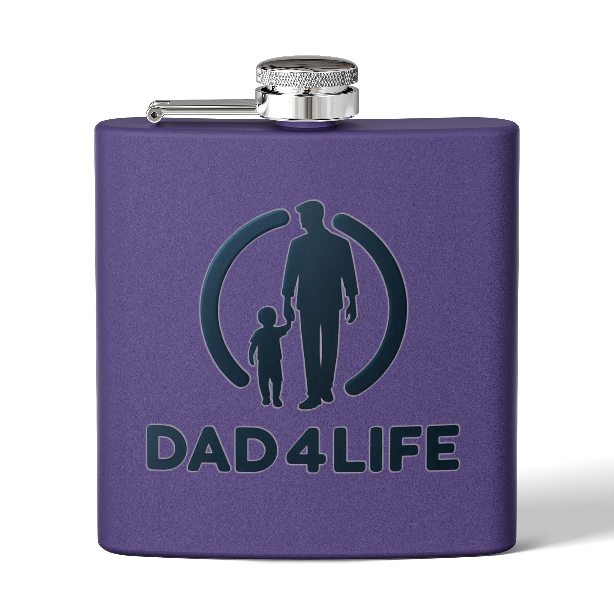 6oz Stainless Steel Flask — "DAD 4 LIFE" Father & Son Graphic, Father's Day Gift
