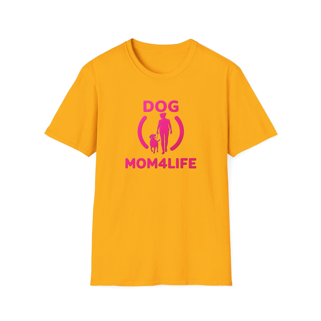 Dog Mom 4 Life T-Shirt — Pink Silhouette Pet Lover Tee