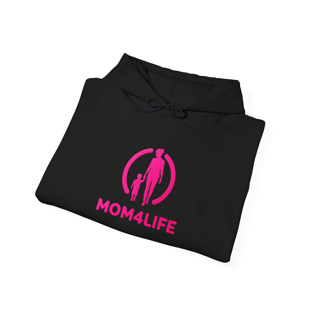 Mom4Life Hoodie — Pink Mom & Child Graphic Pullover, Mother's Day Gift