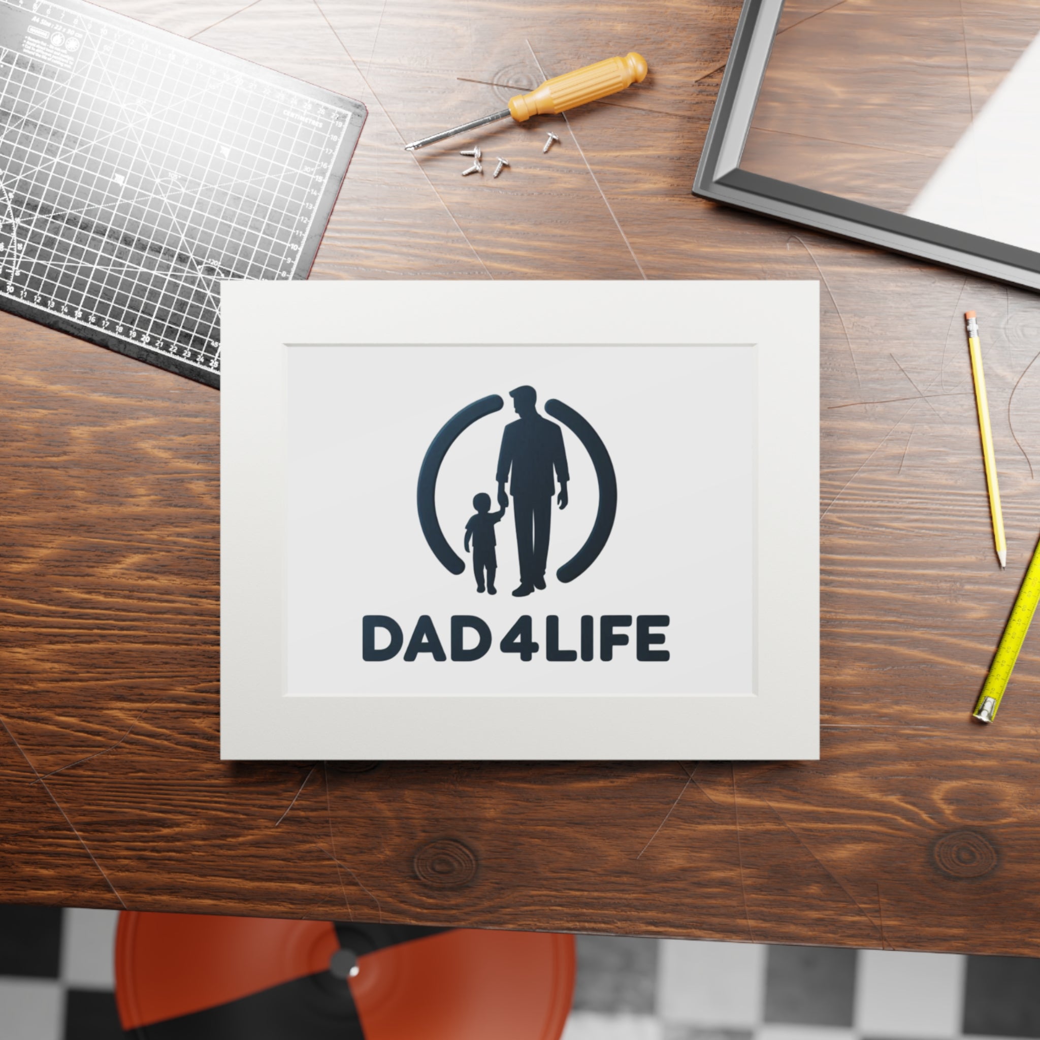 Dad 4 Life Fine Art Print (Passepartout Frame) — Father & Child Wall Art