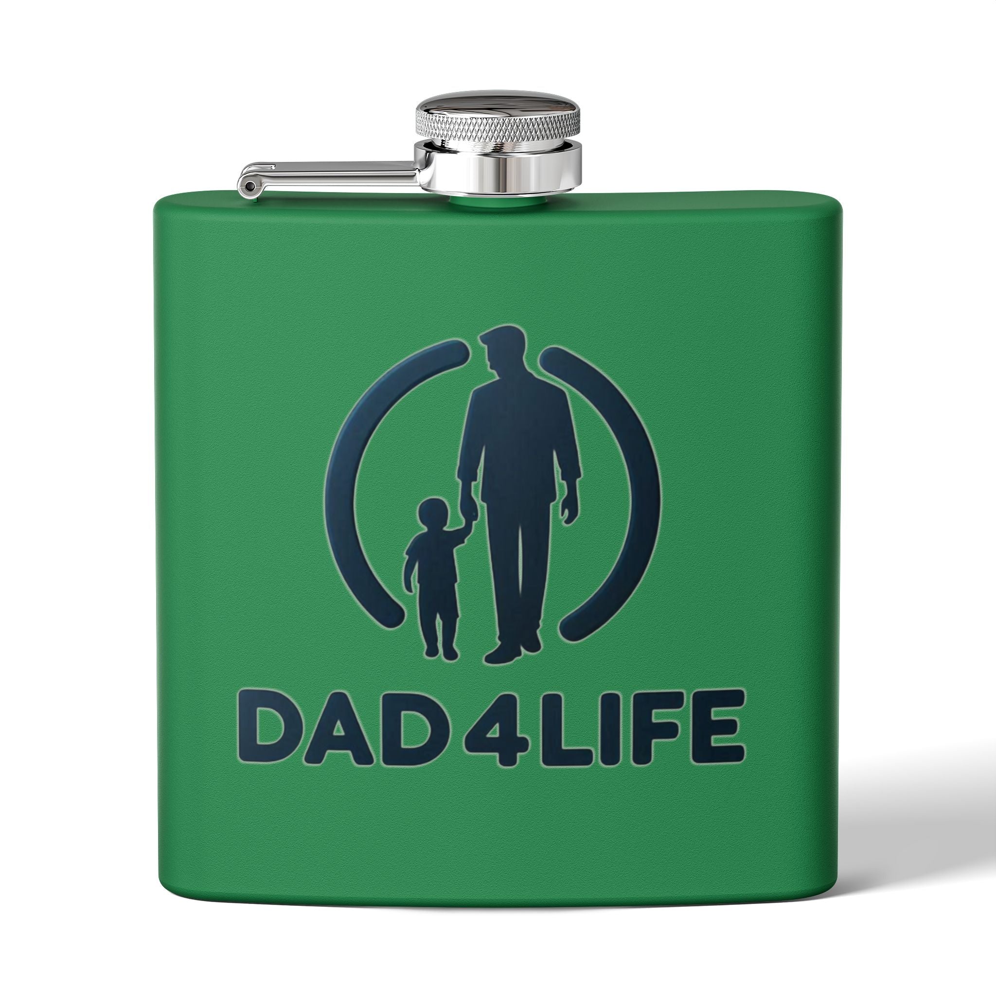 6oz Stainless Steel Flask — "DAD 4 LIFE" Father & Son Graphic, Father's Day Gift
