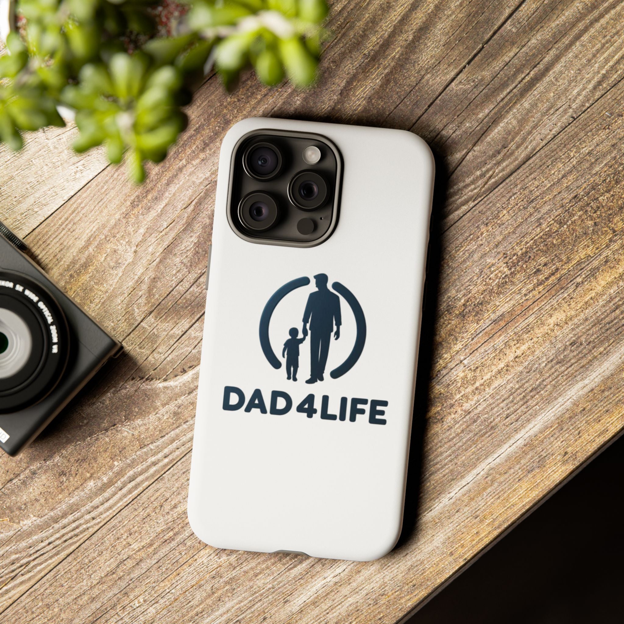 Funda protectora para teléfono Dad4Life — Funda protectora con silueta de padre e hijo