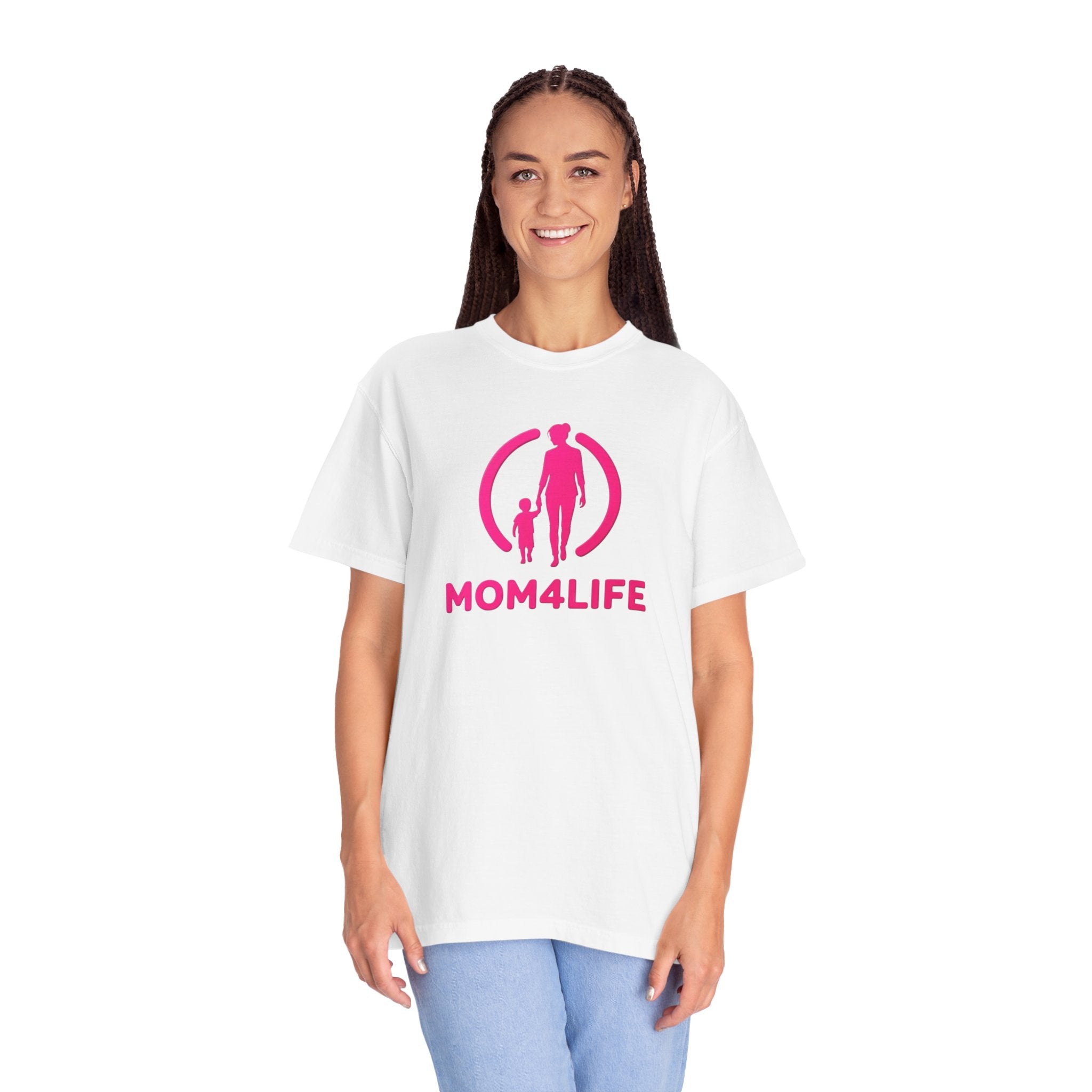 Mom4Life T-Shirt — Mother's Day Graphic Tee with Mom and Child Silhouette