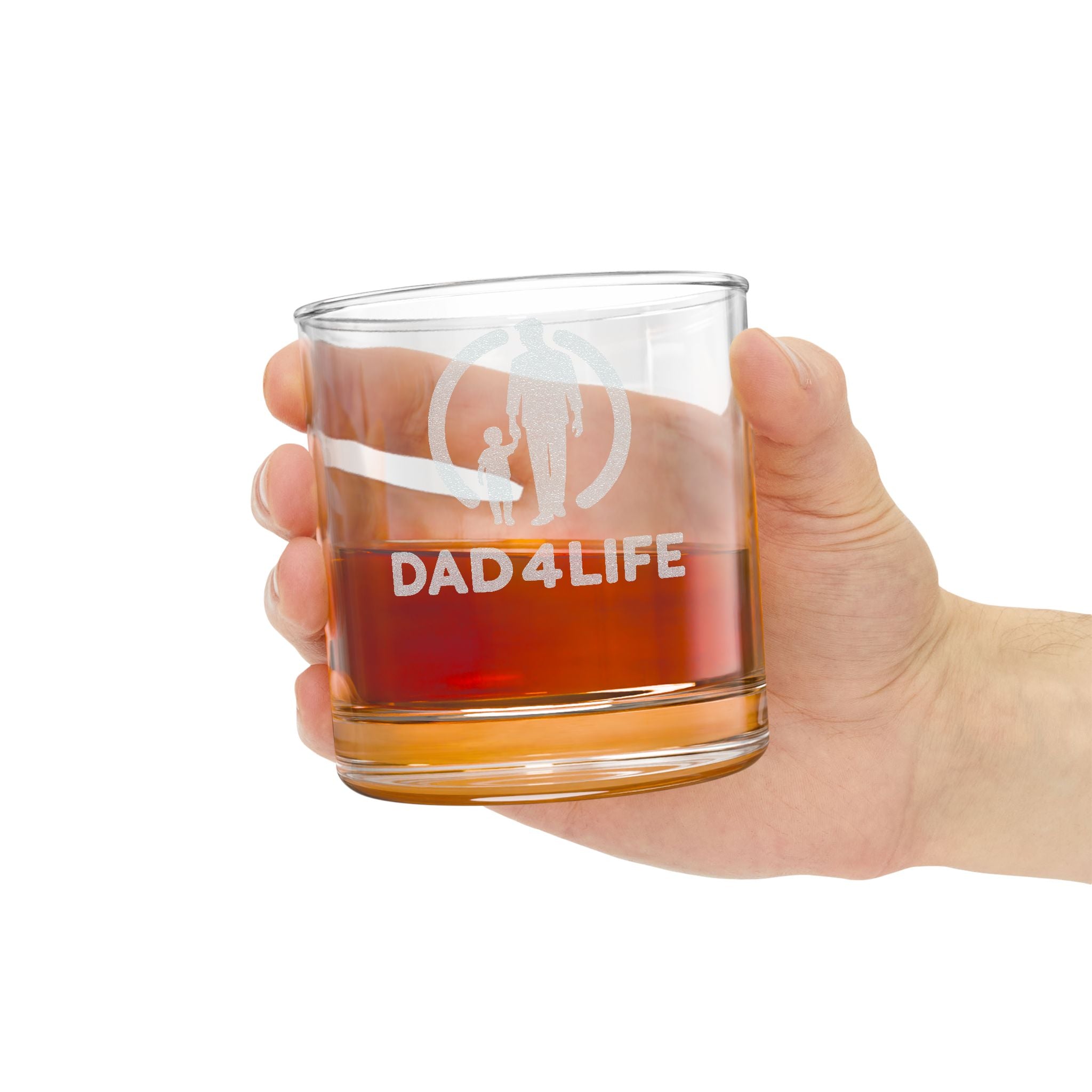 Engraved 'DAD 4 LIFE' Whiskey Glass — 10.5 oz Rocks Glass for Father’s Day & Gifts
